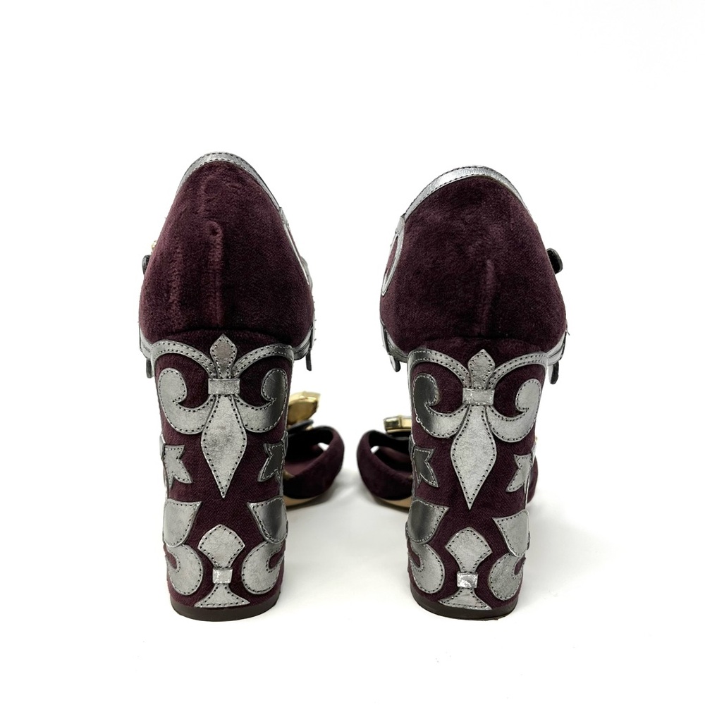 Dolce & And Gabbana Velvet Baroque Crystal Dragonfly Heels Shoes Sandals 37 7 - Picture 7 of 12